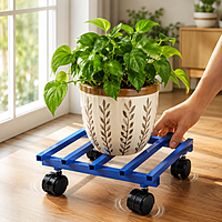 Heavy Duty Metal Plant Trolley with 360° Rotating Wheels