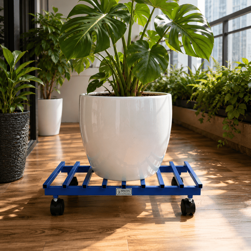 Heavy Duty Metal Plant Trolley with 360° Rotating Wheels